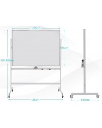 Quadro Magnético Móvel de Dupla Face - 120 x 90 cm - Altura Ajustável